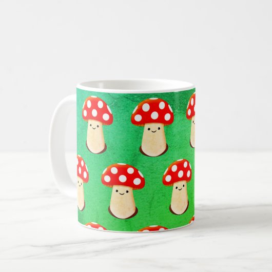 Cute Mushroom Drawing Pattern Koffiemok (Voorkant links)