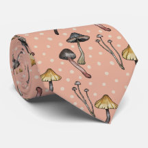 Cute Mushroom Fungi Pattern Stropdas