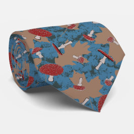 Cute Mushroom Fungi Pattern Stropdas