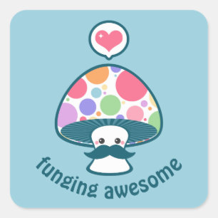 Cute Mushroom Funny Vierkante Sticker
