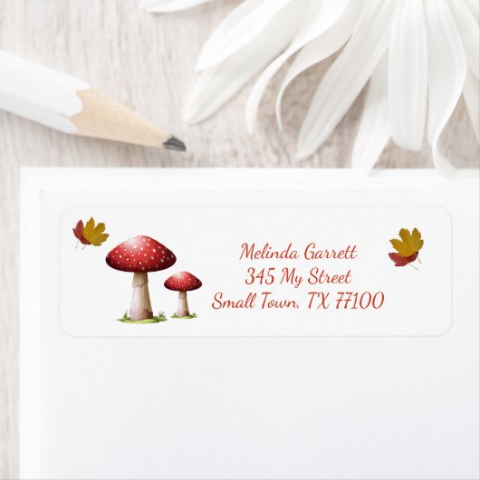 Cute Mushroom Herfst Thanksgiving Aangepast adres Etiket (Insitu)