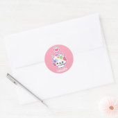 Cute Mushroom Kat Ronde Sticker (Envelop)