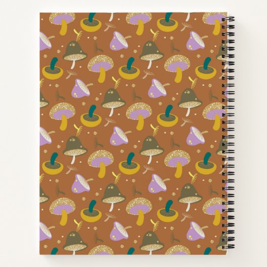 Cute Mushroom Pattern Autumn Gold Personalized Notitieboek (Achterkant)