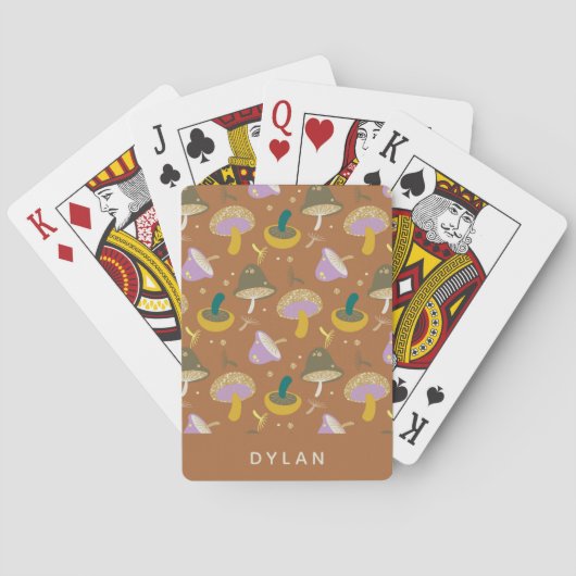 Cute Mushroom Pattern Autumn Gold Personalized Pokerkaarten (Achterkant)