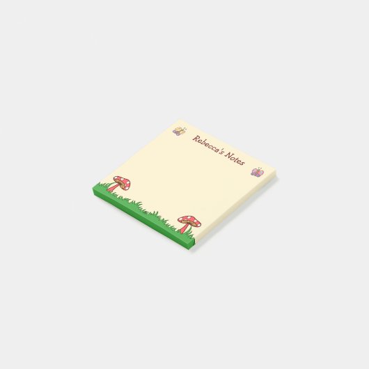 Cute Mushroom Toadstool Personalized Post-it® Notes (Schuin)