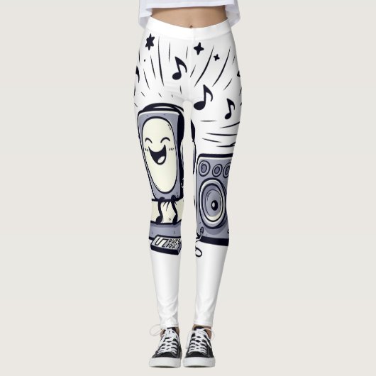 Cute Music Lover – Fun Cartoon Workout Leggings (Devant)