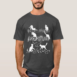 Cute Music Lover Piano Cat die speelt op muziek T-shirt