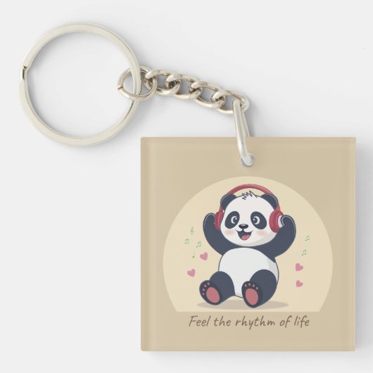 Cute Music Panda Sleutelhanger (voorkant)