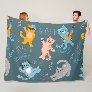 Cute Musical Cats Pattern Kinder Bedroom Fleece Deken