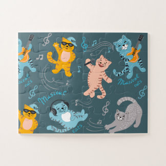 Cute Musical Cats Pattern Kinder Legpuzzel