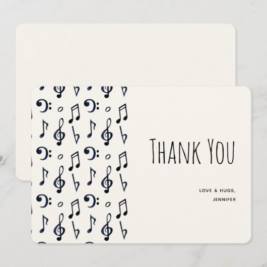 Cute Musical Notes Motif Merci (Devant / Derrière)