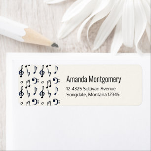 Cute Musical Notes Patroon Etiket