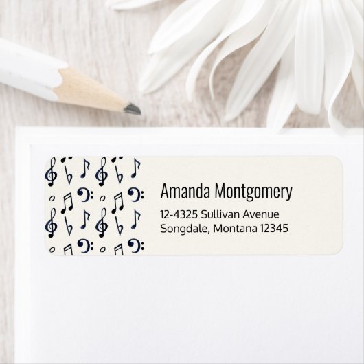 Cute Musical Notes Patroon Etiket (Insitu)