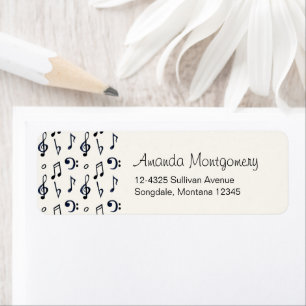 Cute Musical Notes Patroon Etiket