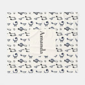 Cute Musical Notes Patroon Fleece Deken (Voorkant (Horizontaal))