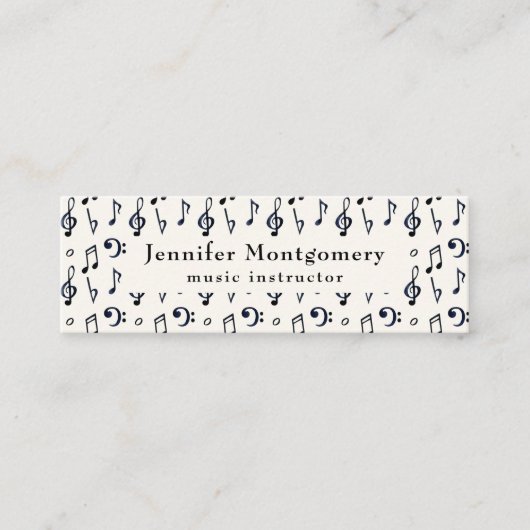 Cute Musical Notes Patroon Mini Visitekaartje (Voorkant)