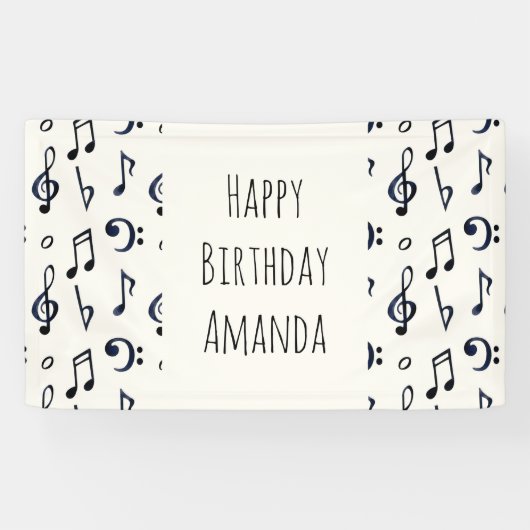 Cute Musical Notes Patroon Spandoek (Horizontaal)