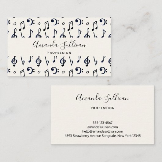 Cute Musical Notes Patroon Visitekaartje (Voorkant / Achterkant)