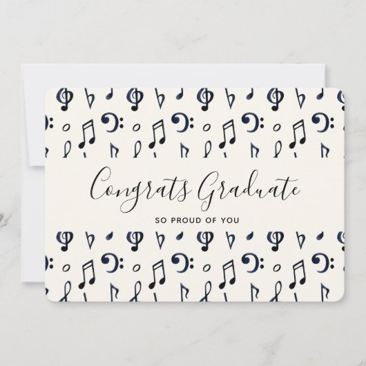 Cute Musical Notes Pattern Afstuderen Feestdagenkaart (Voorkant)
