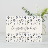 Cute Musical Notes Pattern Afstuderen Feestdagenkaart (Staand voorkant)