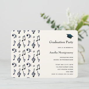 Cute Musical Notes Pattern Afstuderen Kaart