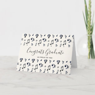 Cute Musical Notes Pattern Afstuderen Kaart