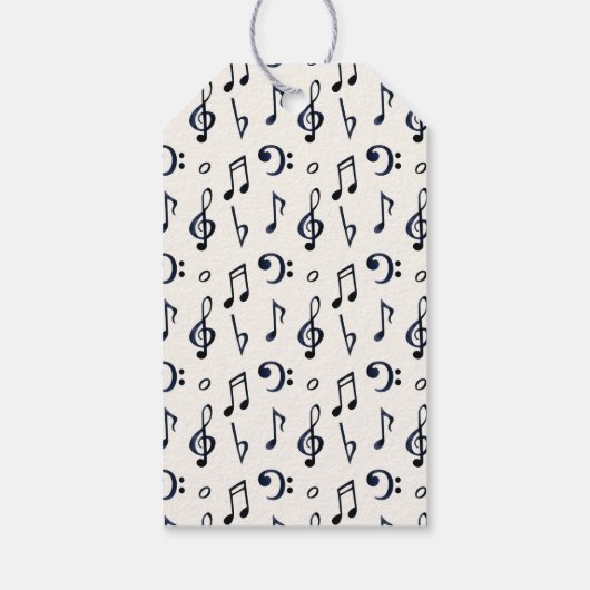 Cute Musical Notes Pattern Birthday Cadeaulabel (Achterkant)