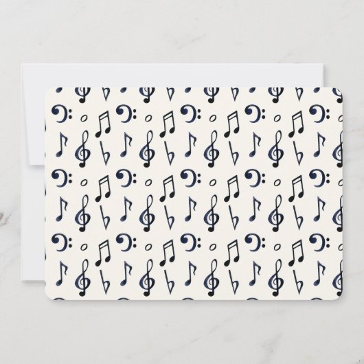 Cute Musical Notes Pattern Birthday Kaart (Achterkant)