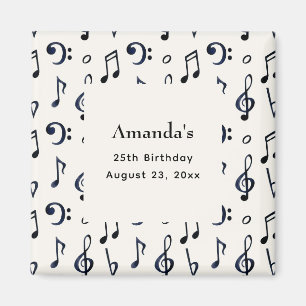 Cute Musical Notes Pattern Birthday Magneet