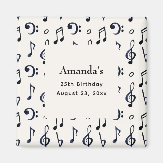 Cute Musical Notes Pattern Birthday Magneet (Voorkant)