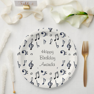 Cute Musical Notes Pattern Birthday Papieren Bordje
