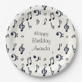 Cute Musical Notes Pattern Birthday Papieren Bordje (Voorkant)