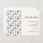 Cute Musical Notes Pattern Save the Date Uitnodiging Briefkaart (Voorkant / Achterkant)
