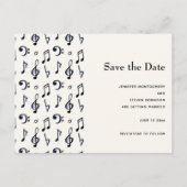 Cute Musical Notes Pattern Save the Date Uitnodiging Briefkaart (Voorkant)