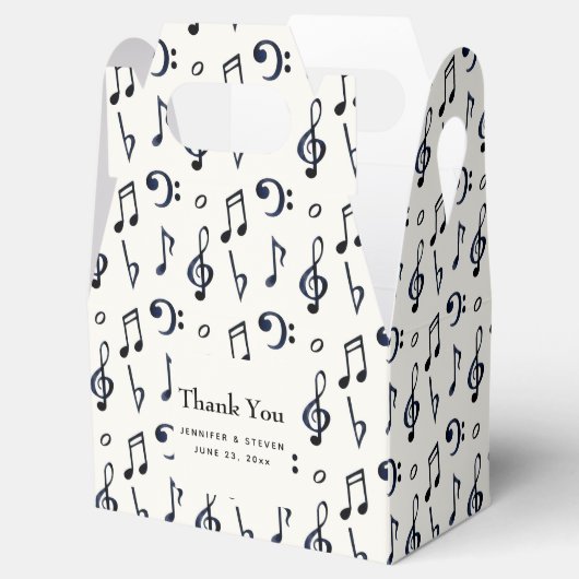 Cute Musical Notes Pattern Wedding Bedankdoosjes (Geopend)