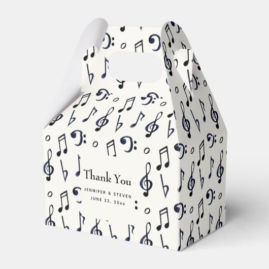 Cute Musical Notes Pattern Wedding Bedankdoosjes (Voorkant Zijde)