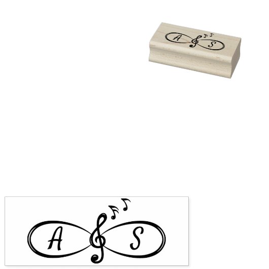 Cute Musical Notes Treble Clef Infinity Monogramme Rubberstempel (Gestempeld)