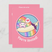 Cute Mustache Banana Invitations de fête d'anniver (Devant / Derrière)