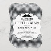 Cute Mustache Bash Boys Baby shower Chevron Kaart (Voorkant / Achterkant)
