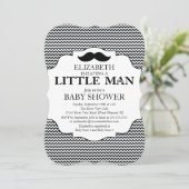 Cute Mustache Bash Boys Baby shower Chevron Kaart (Staand voorkant)