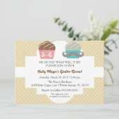 Cute Mustache & Bow Cupcake Genre Invitation (Debout devant)