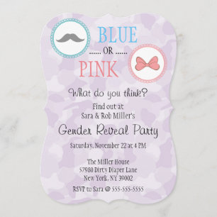 Cute Mustache & Bow Gender onthullen Invite Kaart