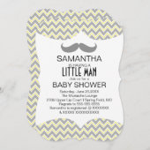Cute Mustache Boys Baby shower Custom Invite Kaart (Voorkant / Achterkant)