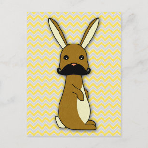Cute Mustache Bunny Cartoon Briefkaart