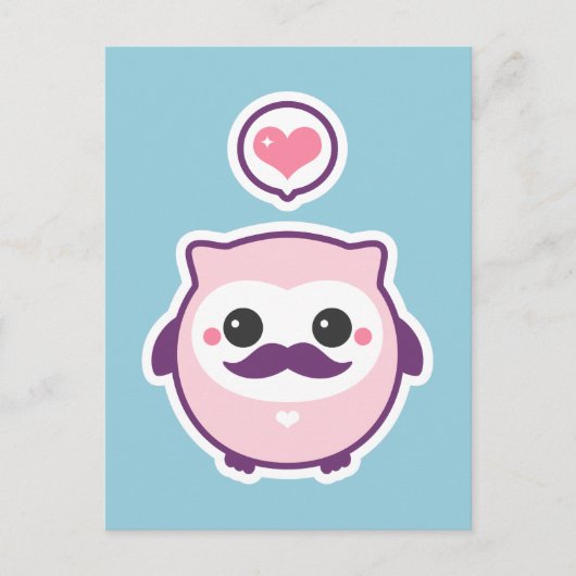 Cute Mustache Owl Briefkaart (Voorkant)