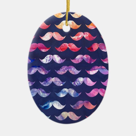 Cute Mustache Pattern met Waterverf Overlays Keramisch Ornament (Voorkant)