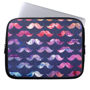 Cute Mustache Pattern met Waterverf Overlays Laptop Sleeve