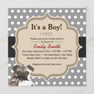 Cute Mustache Pug Polka Dots Baby shower Kaart