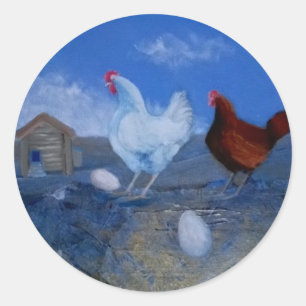 Cute Mystic Chickens Original Moderne Art Custom S Ronde Sticker