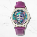 Cute Mystical Chat Kitten animal céleste<br><div class="desc">Cute Mystical Cat Kitten Celestial Animal eWatch Watches présente un mignon chat mystique assis dans de jolies fleurs sauvages. Créé par Evco Studio www.zazzle.com/store/evcostudio</div>